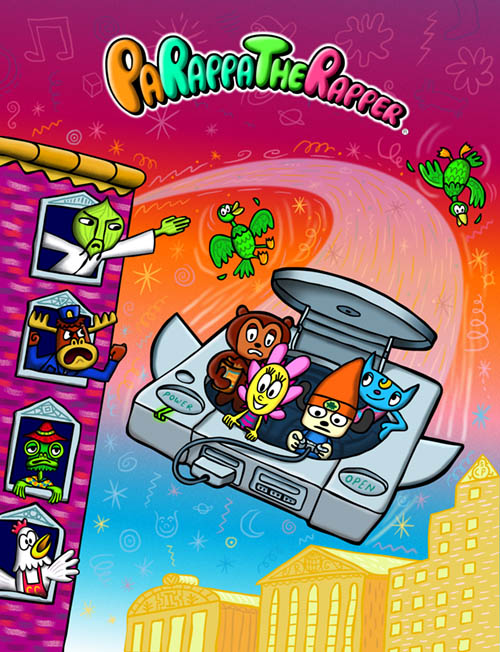 Parappa flying with friends