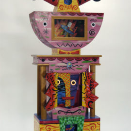 "Nomad" 1984 Acrylic on wood with lights, motors and electronic sound system. 42 x 16 x 11.