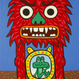 Dharma Protector Red - Acrylic on wood panel - 15 x 9 inches