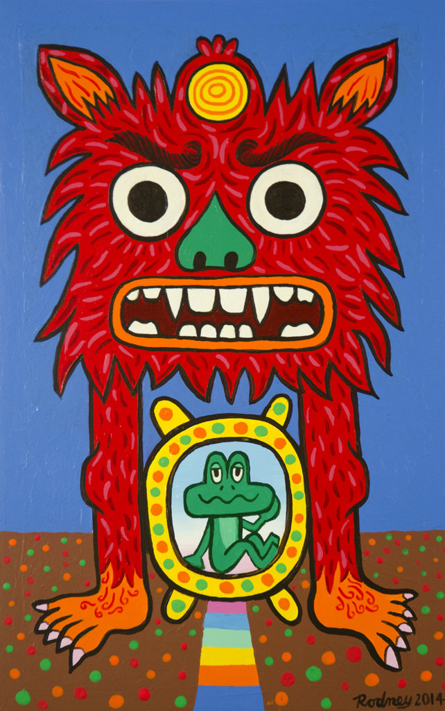 Dharma Protector Red - Acrylic on wood panel - 15 x 9 inches